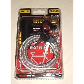 HEAVY DUTY CABLE LOCK BICYCLE BIKE STEEL WITH 2 KEYS