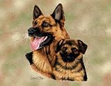 German Shepherd and Puppy Woven Lap Square (Throw Blanket)