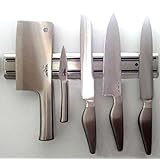 The Wolf Moon&reg; Professional Magnetic Knife Holder - 13.8 Inch Lightweight Stainless Steel Design - Extra Strong Magnets Hold Knives Securely - Fast and Easy Installation Kitchen Knife Bar Never Rust