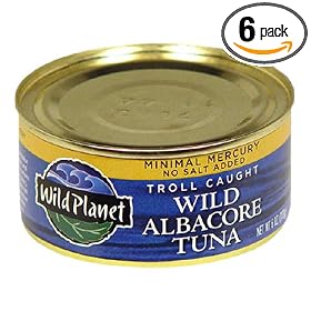 Wild Planet Wild Albacore Tuna, Minimal Mercury, No Salt Added, 6-Ounce Cans (Pack of 6)