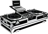 Marathon Flight Road Case MA-DJ10Wlt Battle Coffin Holds 2 Turntables with 10-Inch Mixer with Low Profile Wheels & Shelf for 15-Inch Laptop