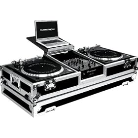 Marathon Flight Ready Case MA-DJ10Wlt Battle Coffin Holds 2 Turntables with 10-Inch Mixer with Low Profile Wheels & Shelf for 15-Inch Laptop
