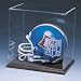 Mini Football Helmet Display Case with Wood Finished Base