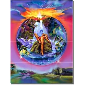 "Honeymoon" by Fernando Agudelo - Ceramic Tile Mural 24" x 18" Backsplash
