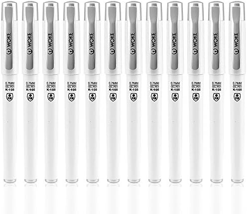WOKE Antibacterial Gel Ink Pen for Doctor or Nurse Etc, 0.7mm Black Ink, Pack of 12