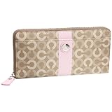 [コーチ] COACH 公式 ウェイバリー コーテッド キャンバス アコーディオン ジップ アラウンド  43628 SKHP2 SKHP2 (シルバー/カーキ/ピンク2)
