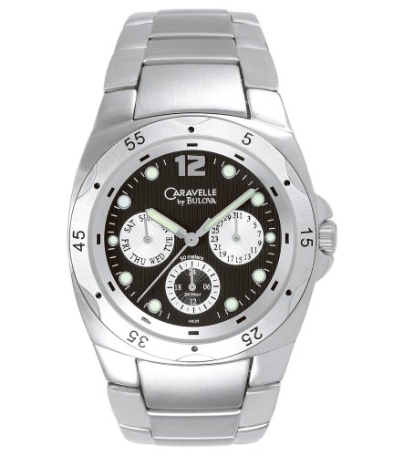 Caravelle by Bulova Men's 43C29 Stainless Steel Bracelet Black Dial Watch