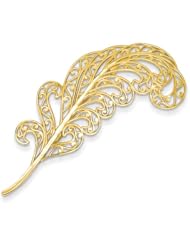 14k Filigree Feather Pin