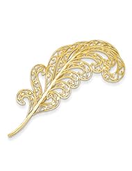 14k Filigree Feather Pin