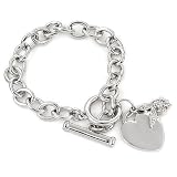 Playboy Bracelet Crystal Bunny Logo with Tiffany Style Heart Charms Toggle Bracelet Authentic Licensed Playboy Jewelry CPBB1139