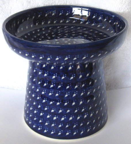 Polish Pottery Raised Food Dish or Water Bowl - Paws