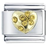 November Topaz Birthstone Heart Italian Charms Bracelet Link