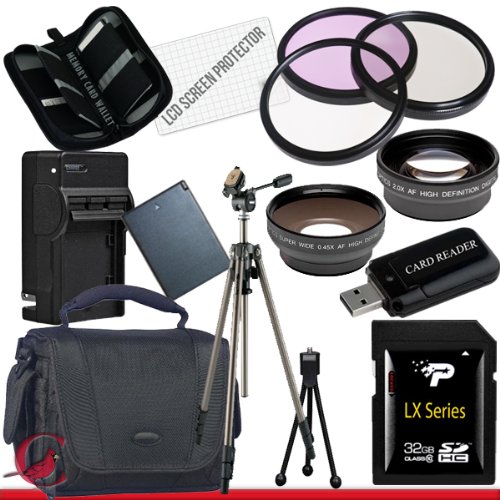 Canon T3 Accessory Saver Kit (58mm Wide Angle Lens + 58mm 2X Telephoto Lens + 58mm 3 Piece Filter Kit + 32GB SDHC Memory + Extended Life Battery + Ac/Dc Charger + USB Card Reader + Deluxe Camera Case w/Strap + Full Size Tripod + Microfiber Cleaning Cloth + LCD Screen Protectors + Mini Tripod
