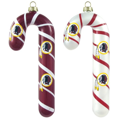 NFL Washington Redskins Blown Glass Candy Cane Ornament Set