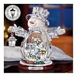 Thomas Kinkade Crystal Snowman Figurine Featuring Light-Up Village And Animated Train by The Bradford Editions