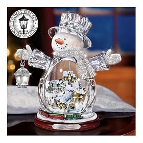 Thomas Kinkade White Christmas Animated Crystal Snowman