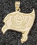 Tampa Bay Buccaneers Solid 14K 1" Inch Gold Flag Pendant