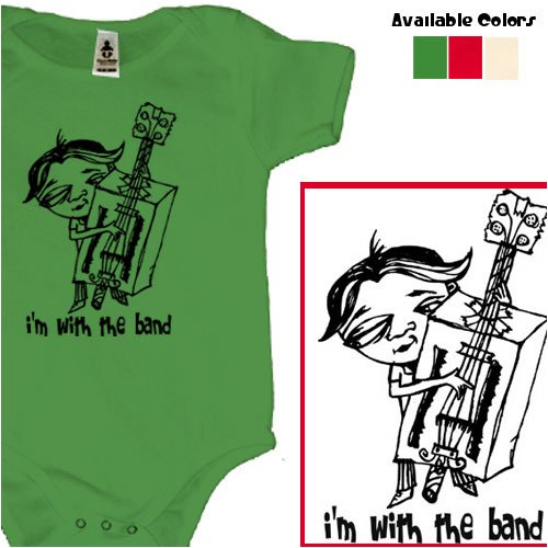I'm with the Band bassist rock star organic cotton onepiece, 36 months, fire engine red