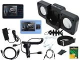 iShoppingdeals - Accessory Bundle Combo For Creative Zen X-Fi MP3: Black/Blue Soft Skin Case + Car Charger + Travel Charger + USB Data Cable + Black Speaker + Armband + Belt Clip + Screen Protector + 3.5mm Audio Cable + Headphone + Fishbone Keychain