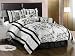 Queen Size Bedding-7 Pieces Beige and Black Asian Bamboo Floral Comforter Set Bed-in-a-bag