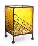Moroccan Kazou Henna Candle Holder Yellow