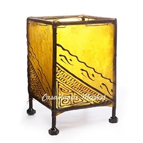 Moroccan Kazou Henna Candle Holder Yellow