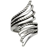 Burnished Silver Roped Wrap Ring