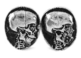 Silver Pewter Cracked Skull Cufflinks