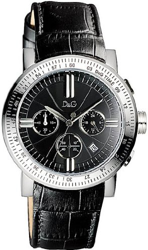 Dolce & Gabbana Chronograph Genteel Black Leather And Dial Men's Watch #DW0486