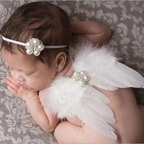 DZT1968® Baby Girl Headband With Angel Feather Wing Costume Photo Prop Outfit