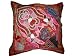 Vintage Sari Patchwork Pink Carmine Moti Beaded Floor Cushion Cover 24 Inch