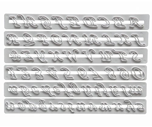 FOUR-C Halloween Gift The Alphabet and Numbers Fondant Cutters Cake Decorating Supplies Gum paste Press Color White