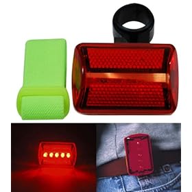  Red Flashing 5 LED Bike, Runners, Joggers 7 Function Safety Light w/Arm Band & Bike Mount