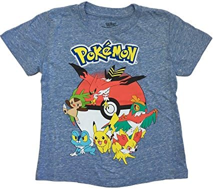 Pokemon Little Boys Pikachu and Friends Pokeball T-Shirt (7/M, Blue 1)