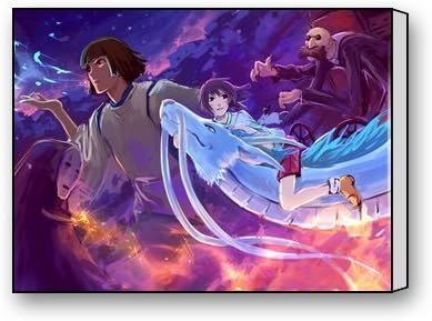 Leereevs WOOD FRAME Wall Art Painting Chihiro And Haku Dragon Picture Modern Canvas Print