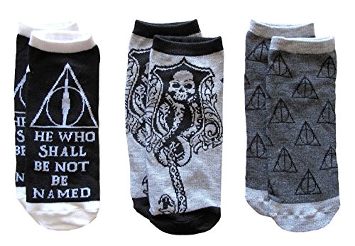 Harry Potter Deathly Hallows Juniors/Womens Low Cut Ankle 3 Pack Socks