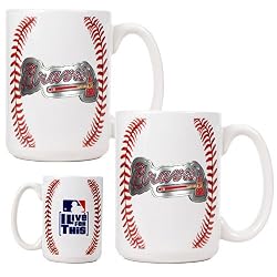 Atlanta Braves MLB 2pc Ceramic Gameball Mug Set - Primary Logo by Great American Products