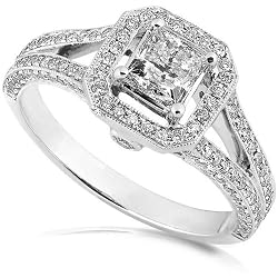 1-1/3ctw Princess Cut Diamond Engagement Ring in 14K White Gold - Size 5