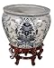 Blue & White Fish Bowl on Stand