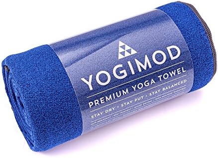 Blue Yoga Towel by Yogimod - Non Slip, Highly Absorbent, Extra Long Towel for Hot Yoga, Bikram, Pilates, Fitness, Travel - Protects Your Mat - Made from 100% Microfiber that's Machine Washable and Dries Quickly - Money Back Guarantee