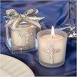 Candle Glass Silver Cross Theme (30 per order) Wedding Favors