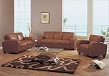 Review Global Furniture USA  / Transitional Leather 3 pc Living Room Set, (FREE SHIPPING), Brown