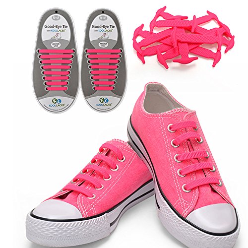 Homeout 1 Set(16pcs) No Tie Silicon Shoelaces - Colorful (Pink, 16pcs/Adults)