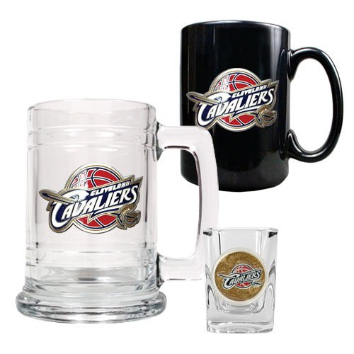 Cleveland Cavaliers NBA 15oz Tankard, 15oz Ceramic Mug & 2oz Shot Glass Set - Primary Logo