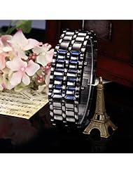 Youyoupifa Black Dial Stainless Steel Blue LED Digital Bracelet Watch£¨Unisex£©