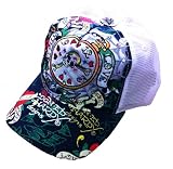 New Ed Hardy White & Blue Love Kills Slowly Watch Rhinestone Trucker Hat Cap