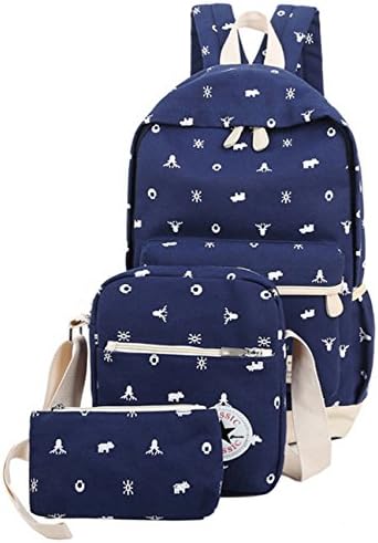 TUOMins Personalized Canvas Whole Set School Back pack Student Book Bag