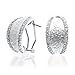 Bling Jewelry CZ Pave Matte Silver Half Hoop title=
