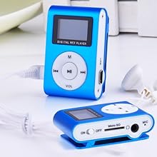 Metal Clip Digital MP3 Player FM Radio LCD Screen for 2/4/8/16GB TF Card Blue