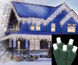Set of 70 LED Pure White Wide Angle Icicle Christmas Lights - Green Wire